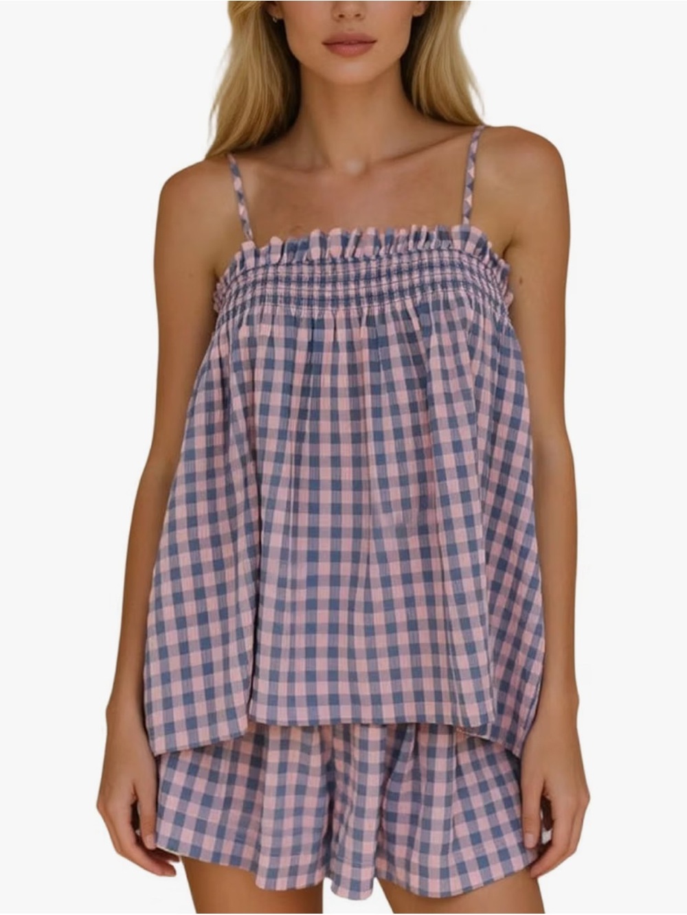 Smocked Gingham pink and purple set!